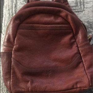 Frye Backpack Front Slit Cognac DB787 Leather